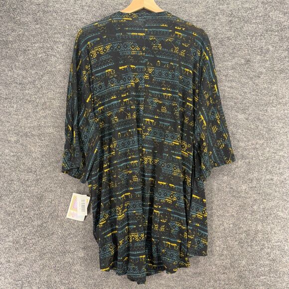 New LulaRoe Top Women M Medium Black Striped Open Front Lindsay 3/4 Sleeve - Picture 2 of 8